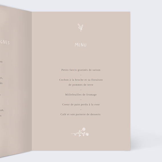 Menu baptême Colombe au Crayon Intérieur Droit