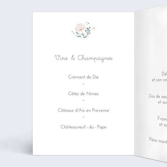 Menu Baptême Couronne de fleurs