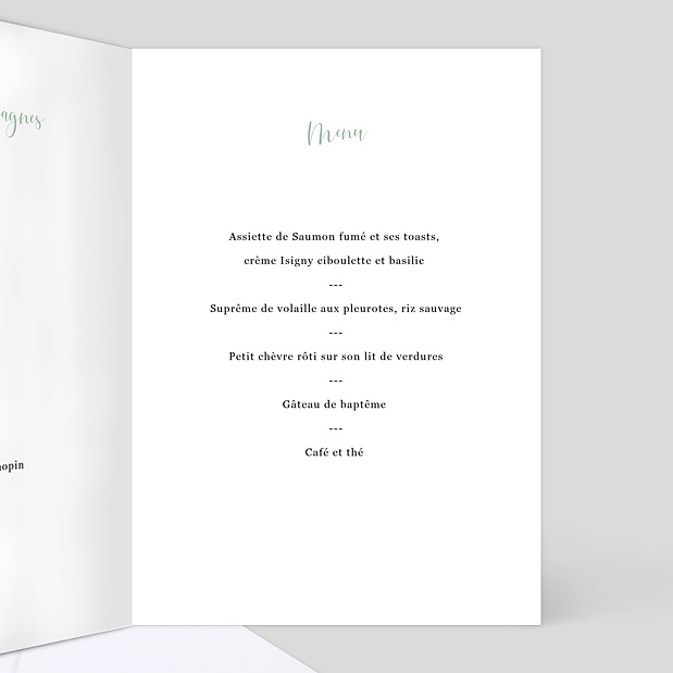 Menu de Baptême Cinématic Intérieur Droit
