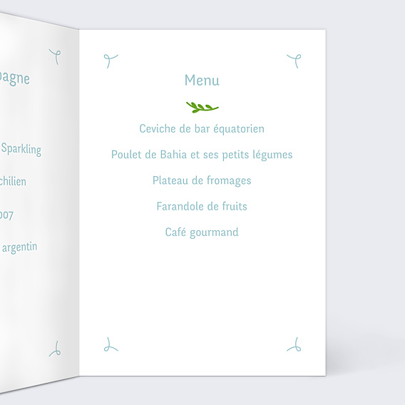 Menu Baptême Colombe