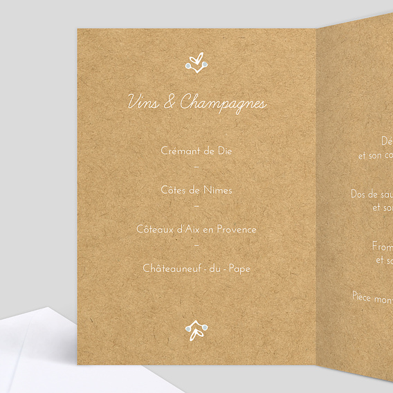 Menu baptême Dentelle kraft Intérieur Gauche