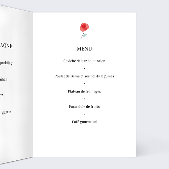 Menu Baptême Croix fleurie