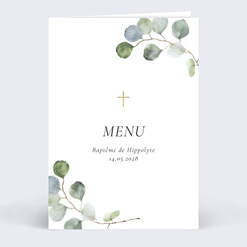 Menu Baptême Couronne Ocre Eucalyptus