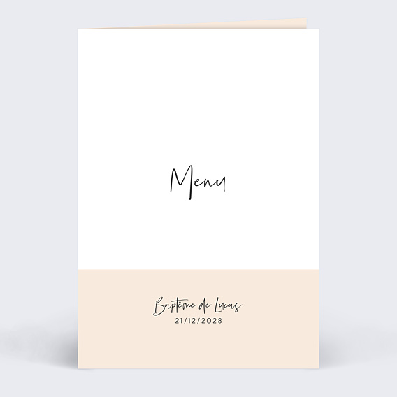 Menu baptême Bandeau Recto