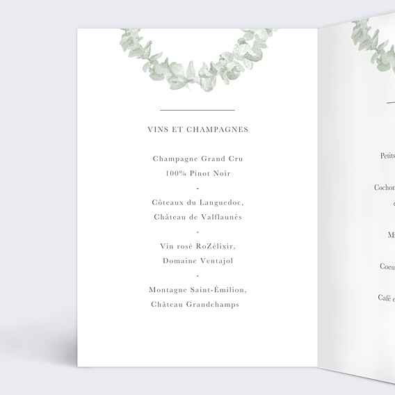 Menu baptême Couronne avec Croix Intérieur Gauche