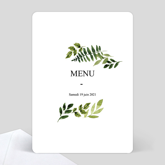 Menu Mariage Aquarelle Botanique