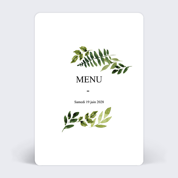 Menu mariage Aquarelle Botanique