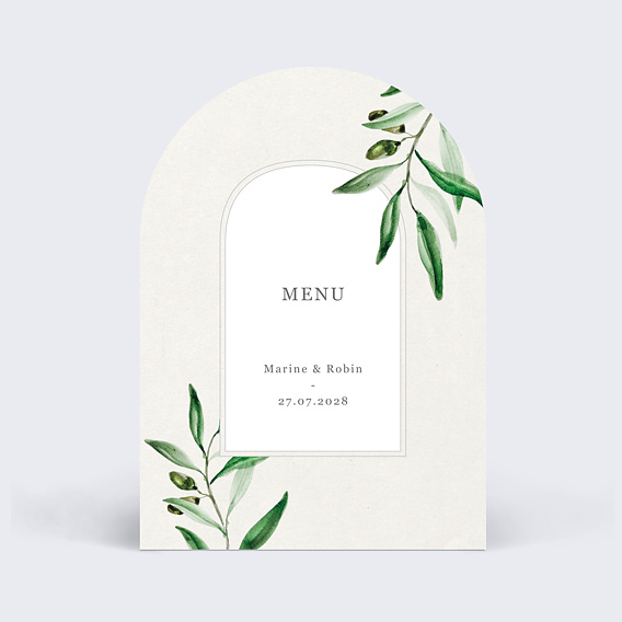 Menu mariage Arche et Oliviers