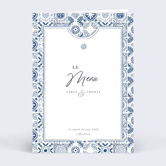 Menu mariage Azulejos