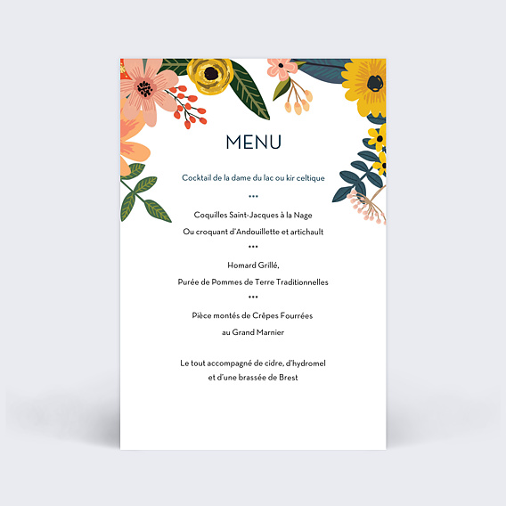 Menu mariage Bouquet Printanier