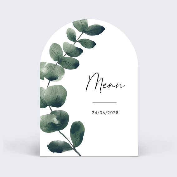 Menu de Mariage Branche d'Eucalyptus