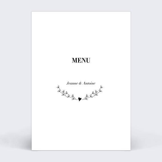 Menu Mariage Coeur Bucolique 