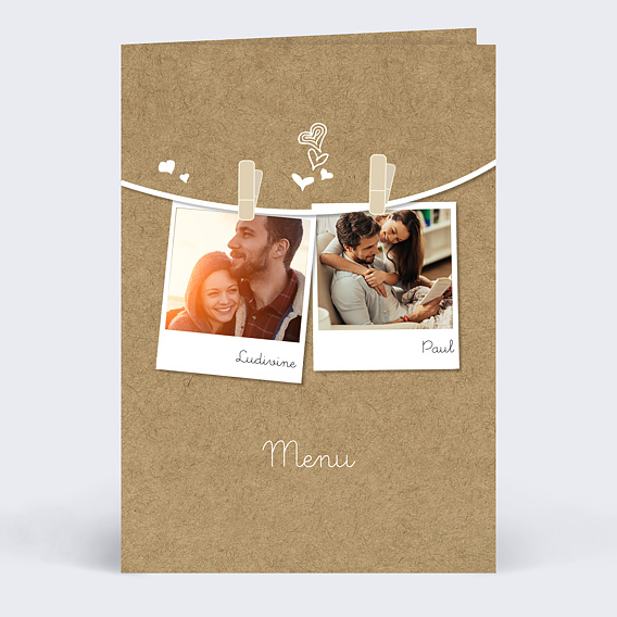 Menu mariage Corde à Linge