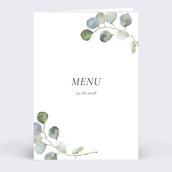 Menu Mariage Couronne Eucalyptus Minimaliste