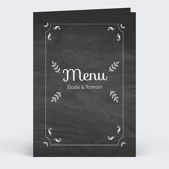 Menu Mariage Feuilles Ardoise