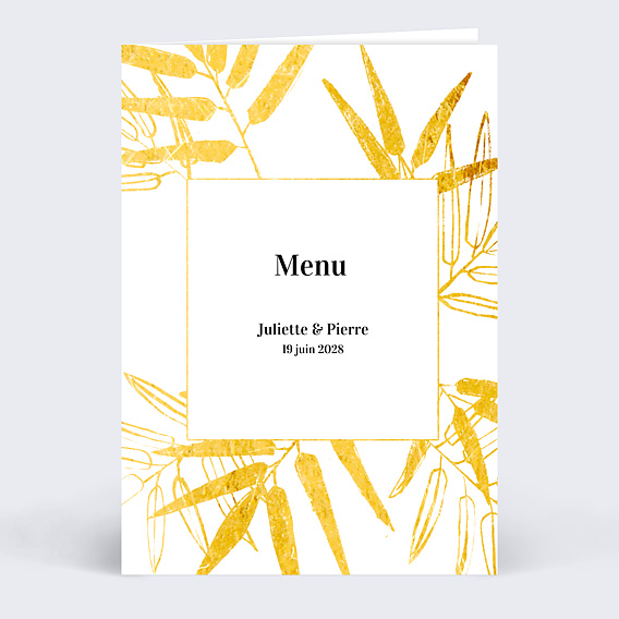 Menu Mariage Feuilles d'Or