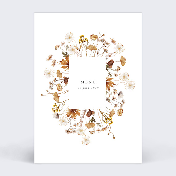 Menu mariage Jardin Sauvage