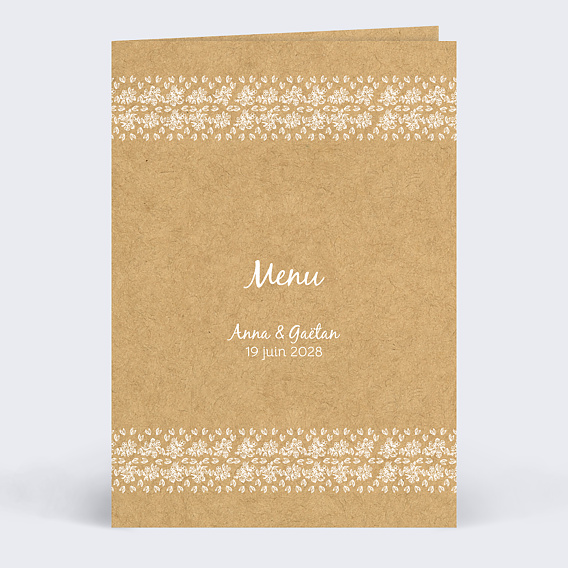 Menu mariage Jolie Dentelle