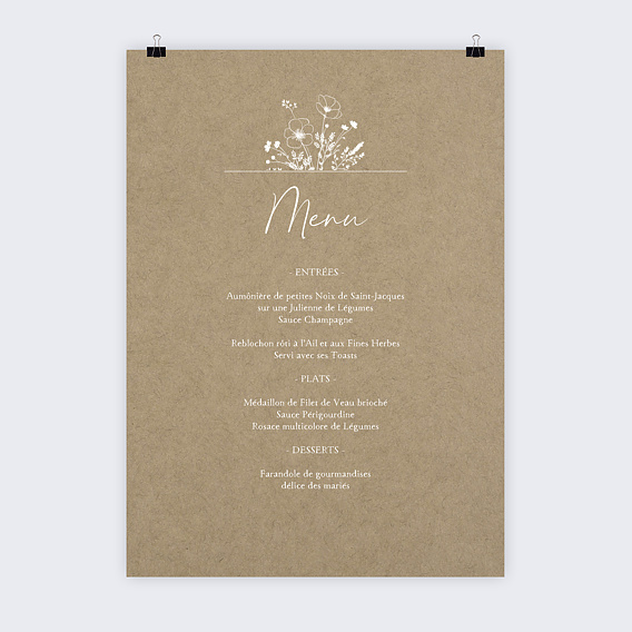 Menu mariage Menu Champetre Poster