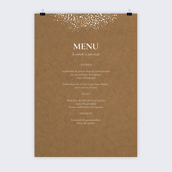 Menu mariage Menu Dentelle Poster