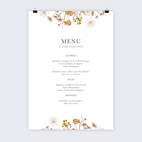 Menu mariage Menu Jardin Sauvage