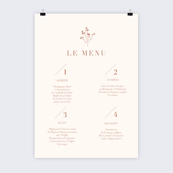 Menu mariage Menu Poster Botanica