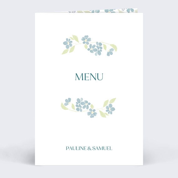 Menu mariage Petites fleurs bleues