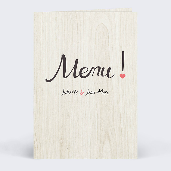 Menu mariage Photomaton