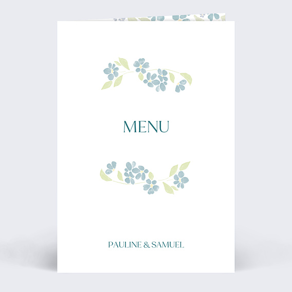 Menu mariage Petites fleurs bleues