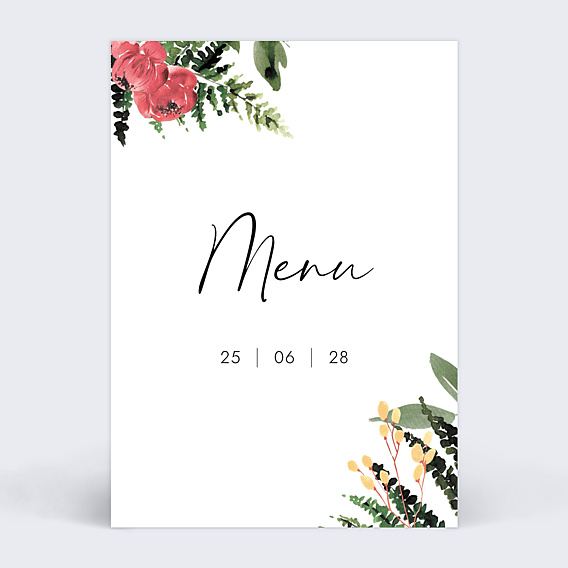 Menu mariage Wild Flowers