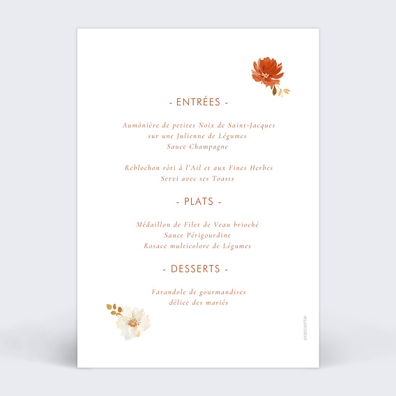 Menu mariage Couronne Pêche