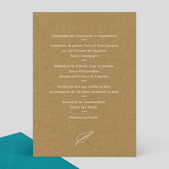 Menu mariage Esquisse Bohème Verso