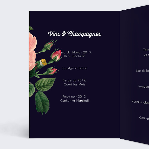 Menu Mariage Flowers Intérieur Gauche