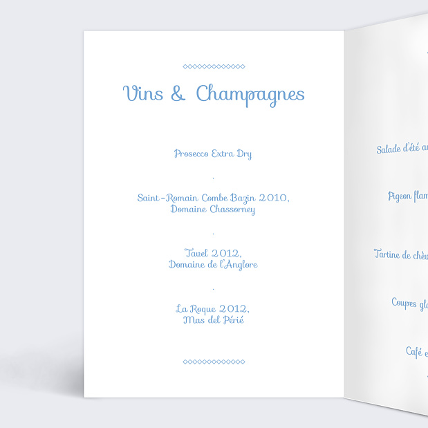 Menu de Mariage Instant Élégant Intérieur Gauche