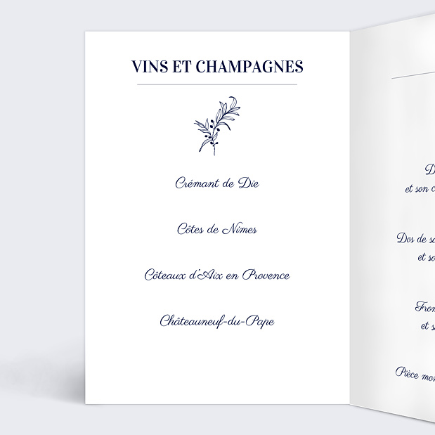 Menu de Mariage Jolie Lavande Intérieur Gauche