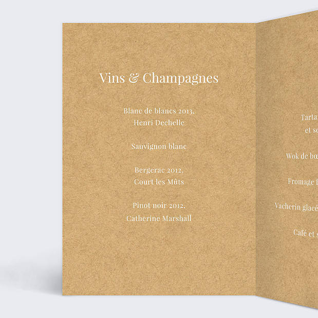 Menu de Mariage Lauriers Intérieur Gauche