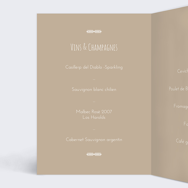 Menu de Mariage Nous Nous Marions Intérieur Gauche