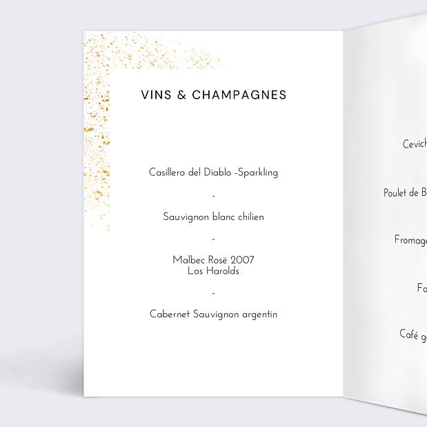 Menu de Mariage Poudre Ocre Intérieur Gauche