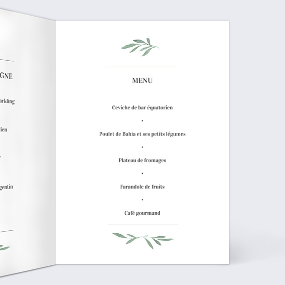 Menu Mariage Couronne de Laurier