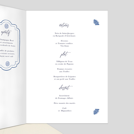 Menu mariage Azulejos Intérieur Droit