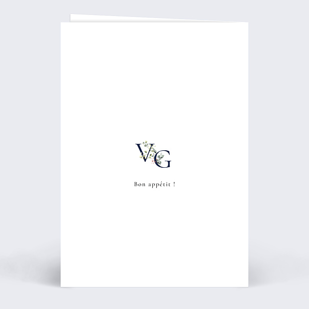 Menu Mariage Lettrines Botaniques Verso