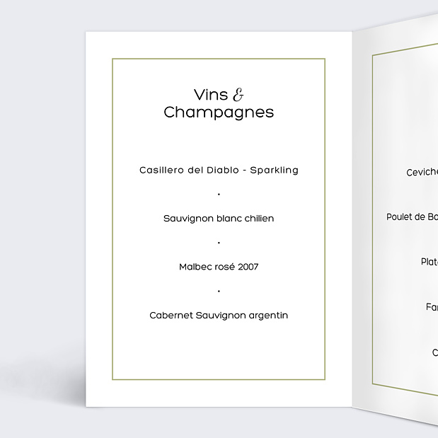 Menu de Mariage Graphique Intérieur Gauche