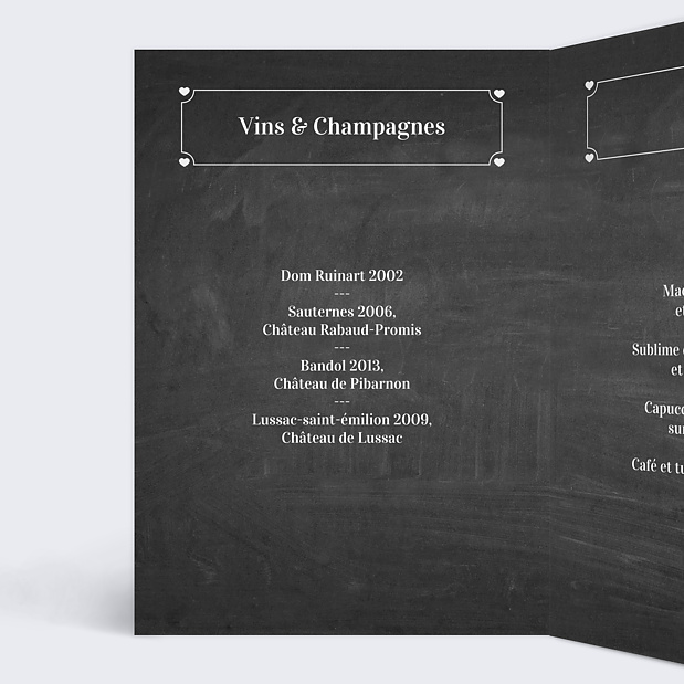 Menu de mariage pastille ardoise Intérieur Gauche