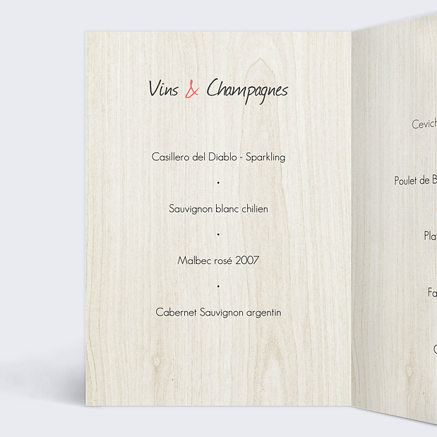Menu de mariage photomaton Intérieur Gauche