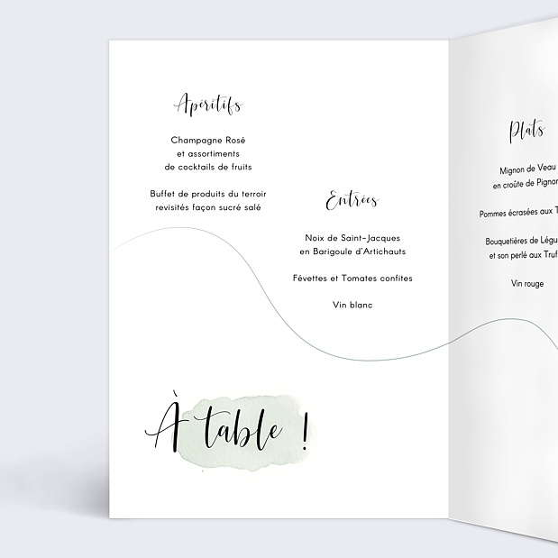 Menu de Mariage Tempo Intérieur Gauche