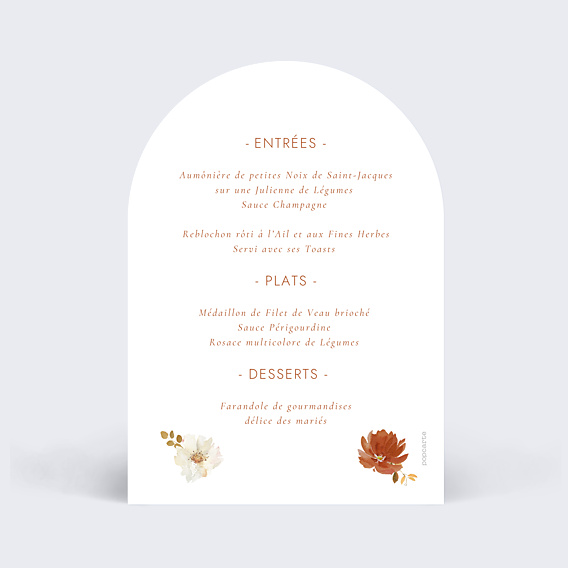Menu Mariage Bouquet Parfumé Couronne