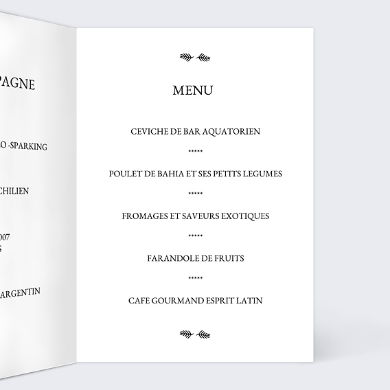 Menu mariage Cinéma Intérieur Droit