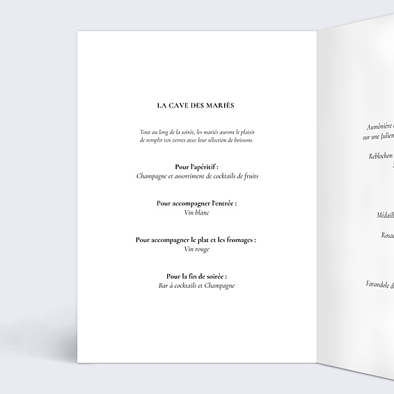 Menu Mariage Couronne de Dentelle