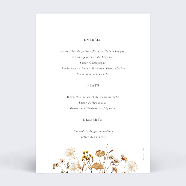 Menu Mariage Jardin Sauvage Verso