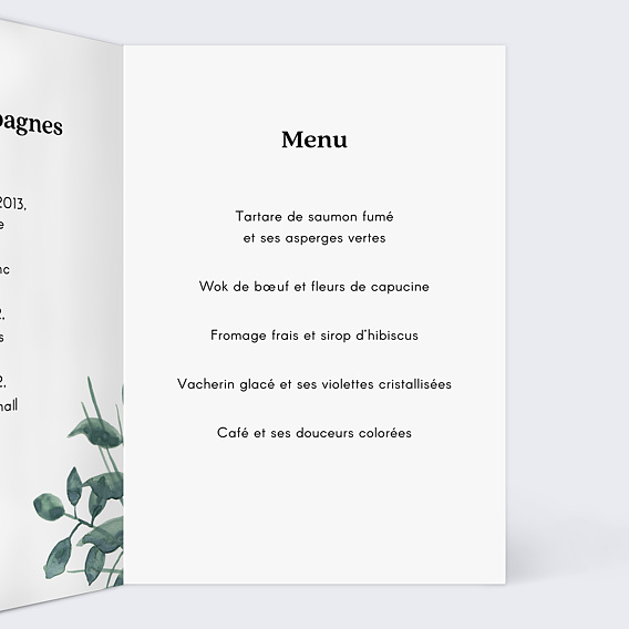 Menu mariage Luxe Intérieur Droit